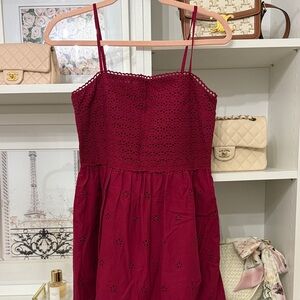 LOFT Burgundy Eyelet midi dress size 0